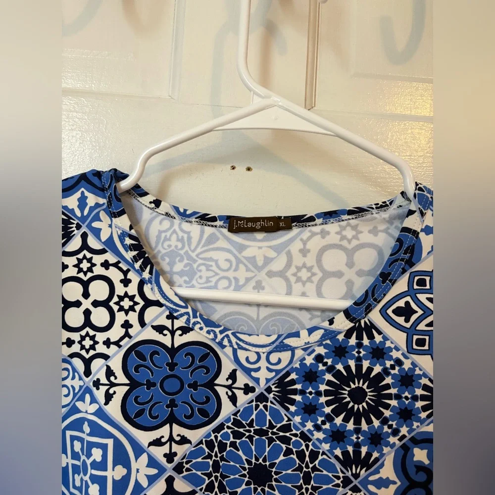 J.McLaughlin Signature Tee Catalina Cloth 3/4 Sleeve Top, Size Extra Large (XL) - Picture 2 of 6